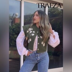 Zara embroidered quilted vest 7200/131